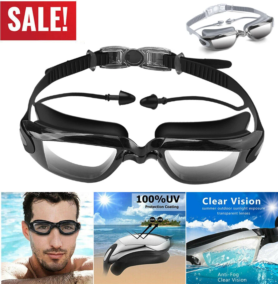 Adult HD Swim Goggles Anti Fog UV Protection Swimming Glasses Ear