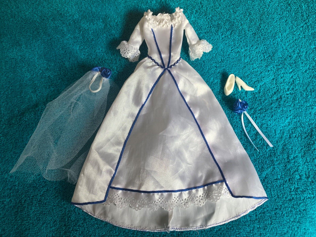 Barbie Princess the pauper Erika doll wedding bride gown shoes clothes  dress