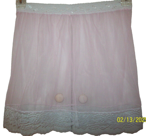 PINK Nylon VERY SHEER Lacy Half SLIP 28-42" Waist MEDIUM Slip Length 15" - Picture 3 of 3