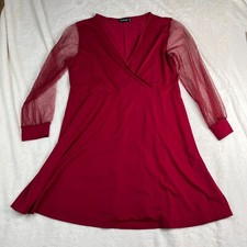 SCOMCHIC Women Dress mesh Sleeve Wrap V Neck size 2XL