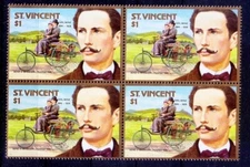 Antique Cars, Carl Benz, 3 Wheeler 1885, St. Vincent MNH Blk, Cinderella stamps