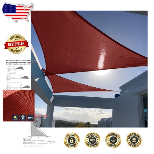Durable Right Triangle Sun Shade Sail 8'x12'x14.4' for Patio & Garden Relaxation
