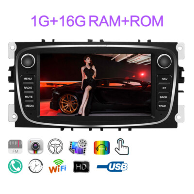 7in 2 Din Touch Screen Android 9.0 Car Radio GPS MP5 Player For Ford Focus SMax