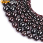 Natural Genuine Red Garnet Stone Gem Round Smooth Beads For Jewelry Making 15"