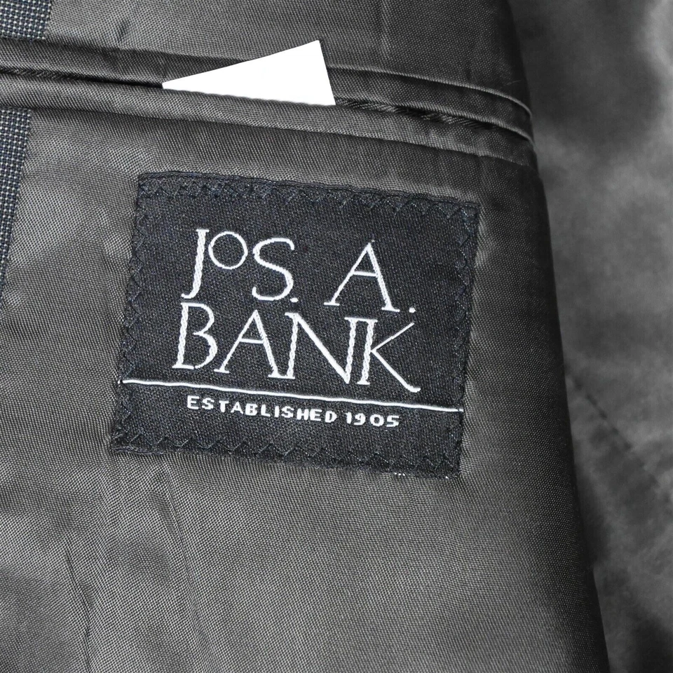 Jos A Bank 40R 34x30 Green Check 100% Wool Mens Jacket Pants Suit - Image 4 of 4