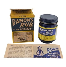 VTG Ramons Vaporizer Rub in Original Box w/ Cobalt Jar & Advertising Flyer