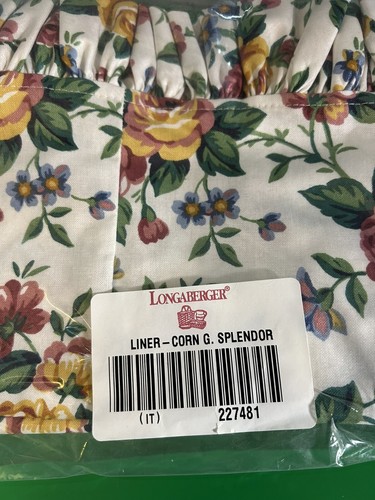 Longaberger Garden Splendor CORN Basket Liner ~Made in USA~ New