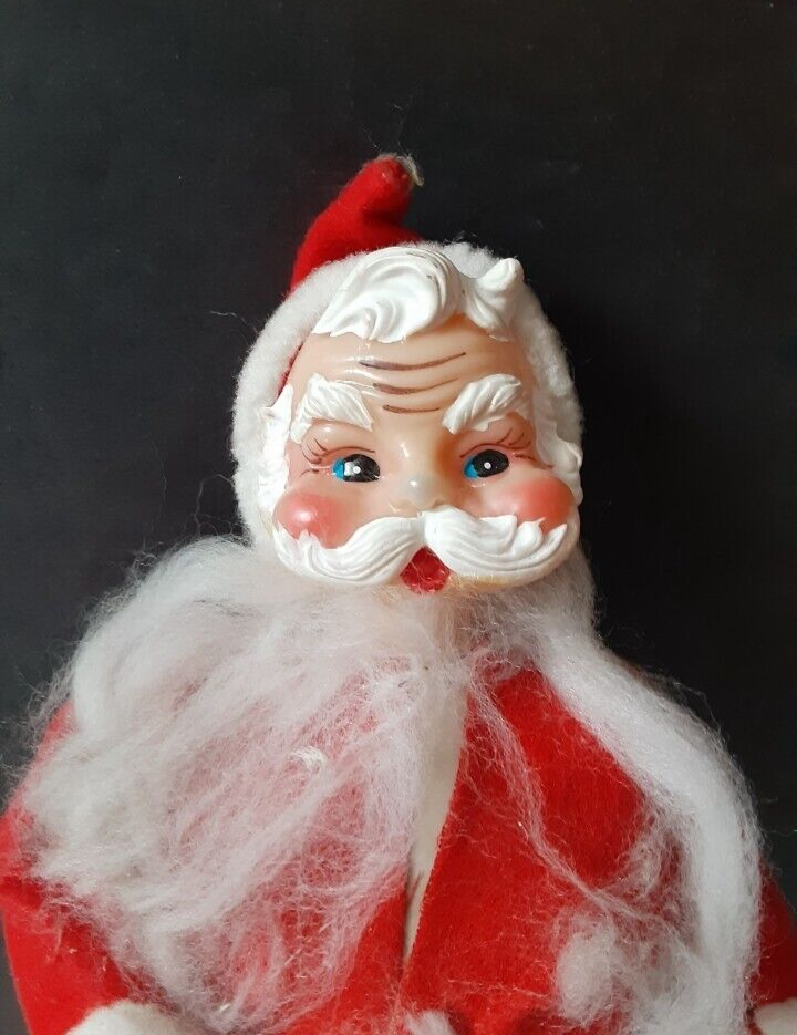 Vintage Santa Doll 10” Made In Japan Sticker Christmas Kitsch Rare