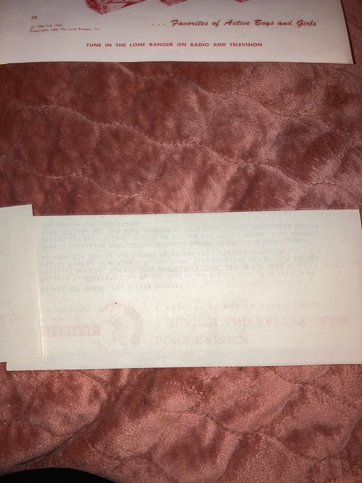 1956 Lone Ranger Merita Bread Letters Secret Code Card Club Rules ...
