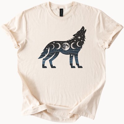 Wolf Moon Phases Shirt Howling Celestial Tee Nature Gift