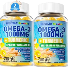 Vegan Omega-3 Gummies 1000Mg + Turmeric - Omega 3 Fish Oil Alternative for Adult