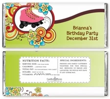 Roller Skating Personalized Birthday Party Candy Bar Wrappers - Candy Favor
