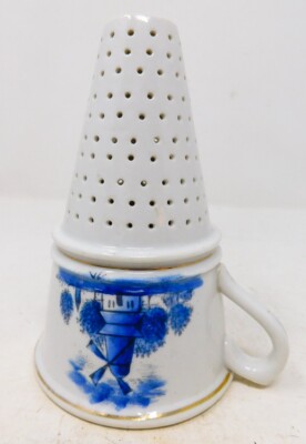 Antique Delftware Sieve / Strainer / Blue & White Funnel-Shaped