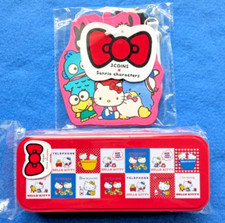 Sanrio Hello Kitty Tin Cases Personnages Pass Case avec bobine Lot de 2 Neuf