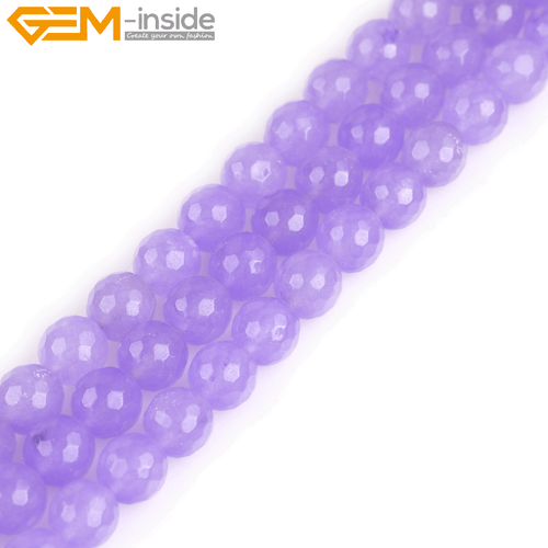 Wholesale Light Purple Jade Gemstone Round Faceted Beads For Jewelry Making 15" - Picture 26 of 40