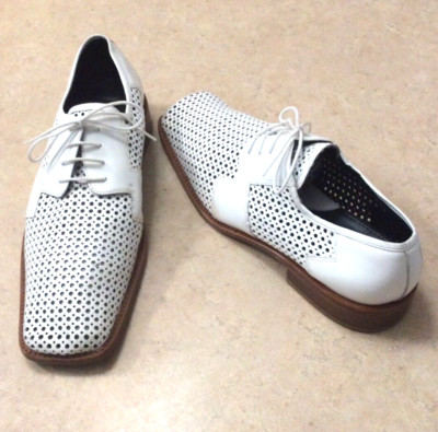 GIORGIO BRUTINI Mens White Oxford Perforated Leather Formal  display picture 2