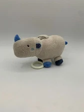 PUSBLU Plush Gray Blue Rhino Rhinoceros Baby Crib Music Pull Stuffed Star Lovey