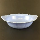 Vintage McKee Delphite Blue 10" Milk Glass Handled Vegetable Serving Bowl