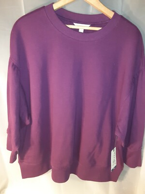 New Terra & Sky Puff Sleeve Sweatshirt Women's 3X 24W 26W Plus Size Purple