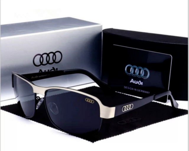 Audi Herren Sonnenbrillen Polarisiert Fahrbrille Metal 100%UV Rechteckig Schwarz