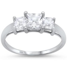 Princess Cut Cubic Zirconia .925 Sterling Silver Ring