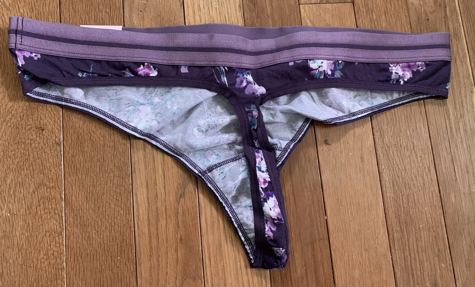 Plus Size 14/16 Lane Bryant Cacique Cotton Thong Panty Purple Lilac Flower Wide - Image 3 of 4