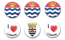 25MM 1" BUTTON BADGES GREATER LONDON X6