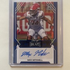 2022 Leaf Draft - Auto Blue # BA- MM3 Max Mitchell Louisiana AU, RC NY Jets