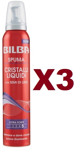 spuma bilba semi di lino e cristalli liquidi 3 PZ BILBA SPUMA CRISTALLI LIQUIDI CON SEMI DI LINO EXTRA FORTE 200ML