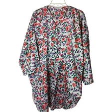 Kathryn Womens XL Floral Nightgown 3/4 Sleeve V-Neck Satin #D-41