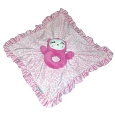 2016 Carter's 2pc Pink Owl Rattle & Heart Lovey Satin Baby Security Blanket