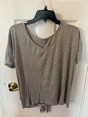 Forever 21 Shirt Womens M Open Back Tie Short Sleeve Top Grey
