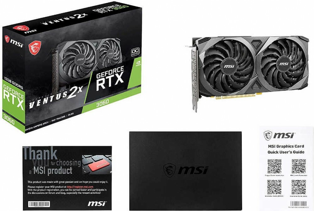 MSI Video Card GeForce RTX 3060 VENTUS 2X 12G OC PCI-Exp 4 MSI Video Card GeForce RTX 3060 VENTUS 2X 12G OC PCI-Exp 4
