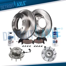 4WD Front Rotors Brake Pads Wheel Hub Bearings for Silverado Sierra 2500 3500 HD