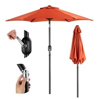 VonHaus Parasol Umbrella 2M Garden Parasol with Crank & Tilt Function, Orange