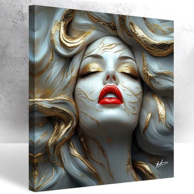 Leinwand Bild Erotik Frauen Rote Lippen Modern Wandbilder XXL Wohnzimmer 6758A