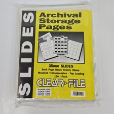 Clear File 35mm Slide Storage Sheets Archival 55 Pages Binder Ready