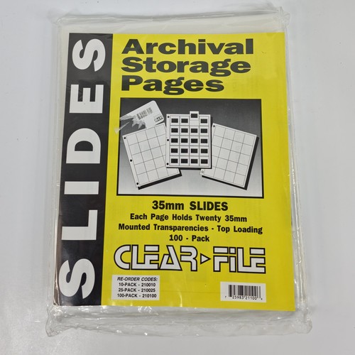 Clear File 35mm Slide Storage Sheets Archival *55 Pages* Binder Ready