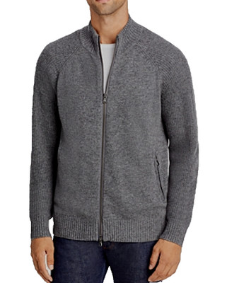 The Men's Store Grey Wool Blend Full Zip Cardigan Sweater - Small -retail $298