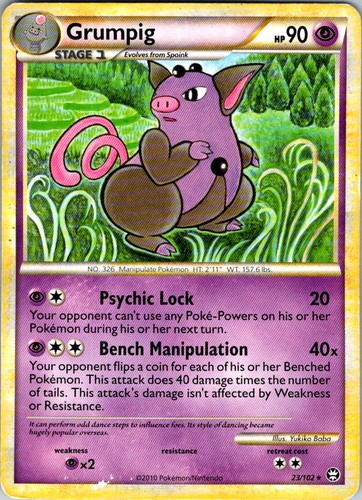 Grumpig 23/102 Rare HGSS Triumphant Pokemon Moderately Played