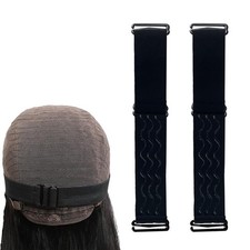 2 PCS Adjustable Elastic Band for Wigs Removable 3 Count Pack of 1 , Black