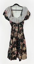 VTG Boutique Europa Women’s 12 Cottagecore Floral Button Front Maxi Dress Cotton