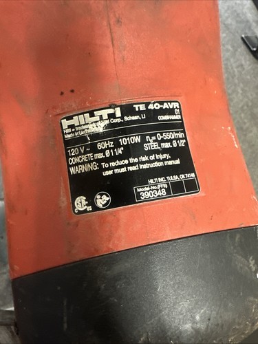 Hilti TE 40-AVR Rotary Combihammer Hammer Drill SDS w/ Bits Handle Manual Case - Picture 4 of 17