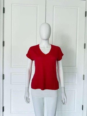 BERENICE Eliot Linen Red V Neck T Shirt BNWT Size XS $89!
