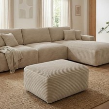 Beige L-Shaped Modular Sectional Sofa with Ottoman - Comfort & Style