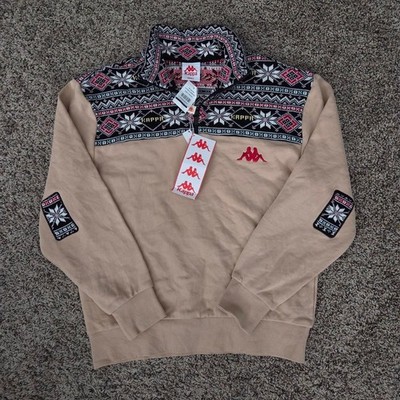 Kappa Authentic Shepherd Quarter-Zip Sweatshirt Tan Size Small