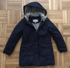 Sz Small Pre-owned Womens Orvis Down Fill Hooded Toggle Full-Zip Coat Navy Blue