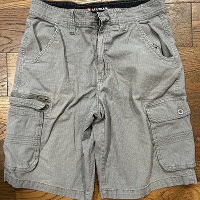 Airwalk, Y2K, Cargo Zipper, Ripstock, Shorts, Gray, Skateboarding, Mens Size 30