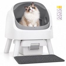 Open-Top Self Cleaning Cat Litter Box with Trash bags and Mat