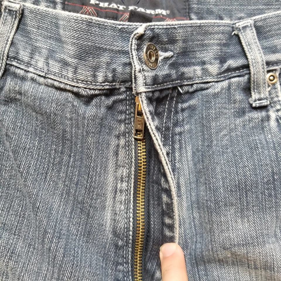 Pantalones Cortos De Colección Phat Farm Para Hombres 36 Azul Denim Sueltos Jean Jorts Y2K Patinador Hip Hop Foto 2 de 4